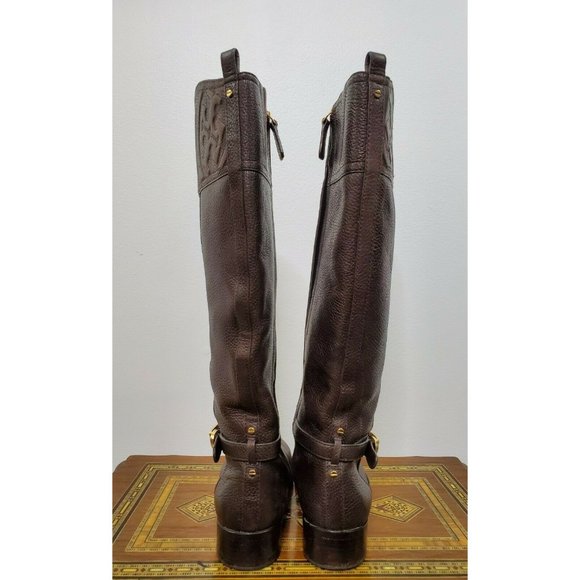 Tory Burch Marlene Tall Leather Brown Riding Boots Size 8.5M - Picture 8 of 12